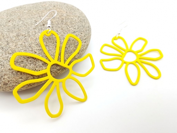 grosse Blumen Ohrringe gelb